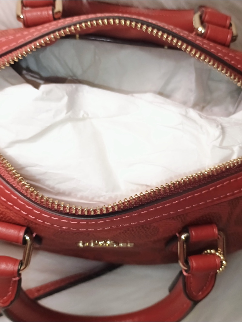 Coach purse Mini Rowan Crossbody Bag In Signature Canvas in Crimson color New - Picture 6 of 13